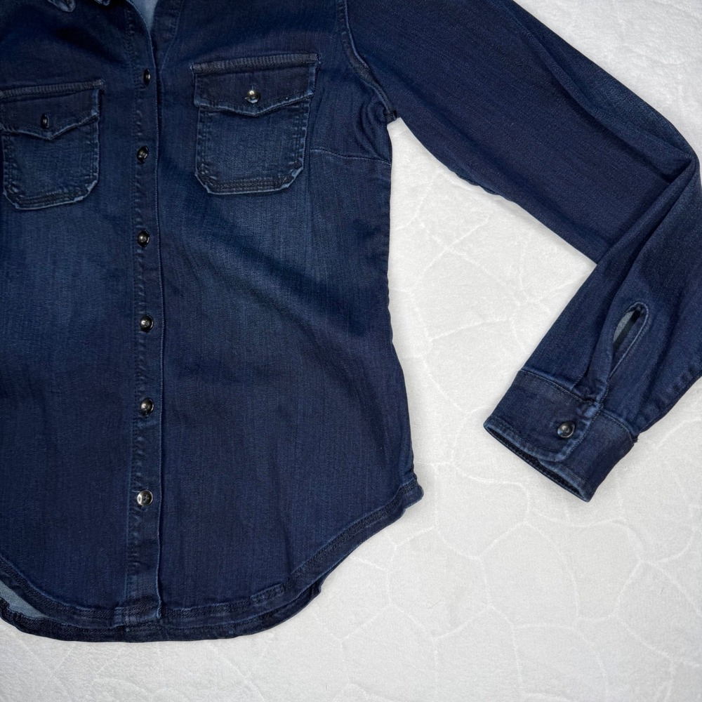 Coldwater Creek Womens S Dark Wash Denim Button Down Shaped Fit Shirt 4004060 - Picture 4 of 10
